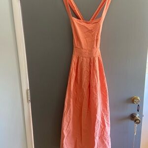 Free People Summer Peach Midi Dress backless with pockets